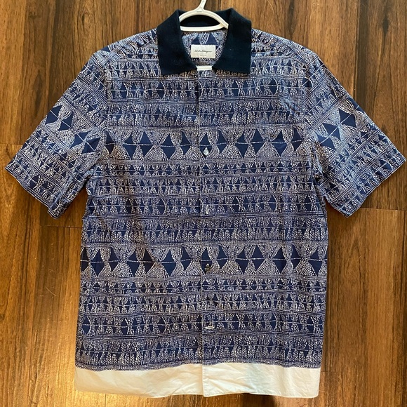 Ferragamo Short Sleeve Button Down Shirt